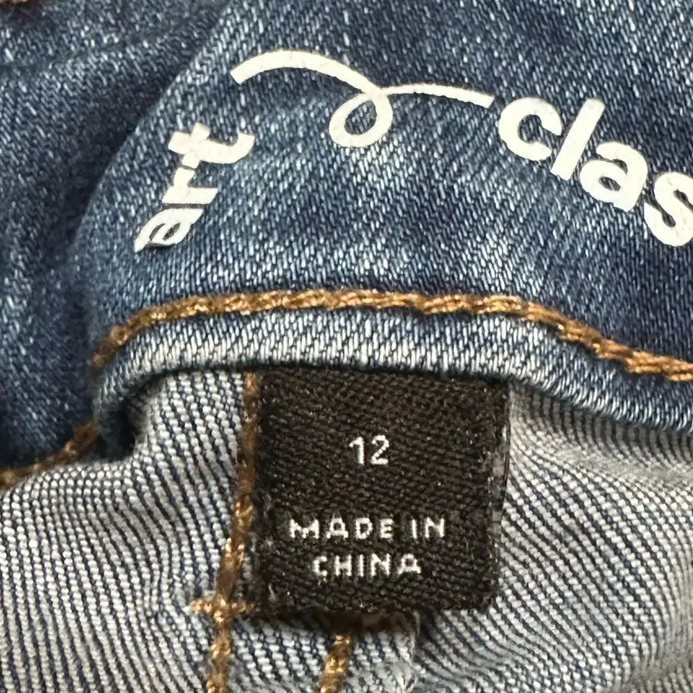 Art Class Flare Jeans Sz 12 Medium Wash Adjustable Waist Tabs Girls Jeans